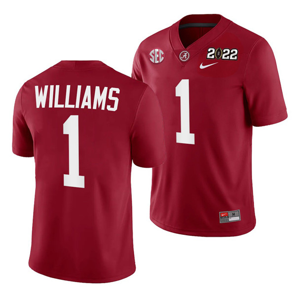Men's Red Alabama Crimson Tide #1 Jameson Williams 2022 Patch College Football Stitched Jersey